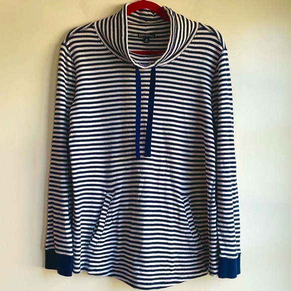 J. Crew Tops - J. Crew Mercantile Striped Funnel Neck Sweatshirt Size M